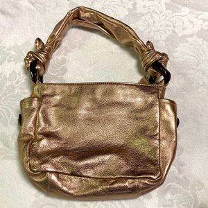 Coach Rose Gold Metallic Leather Purse Y2K